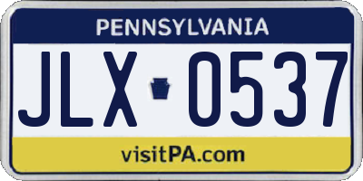 PA license plate JLX0537