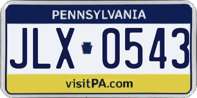 PA license plate JLX0543