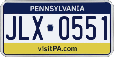 PA license plate JLX0551