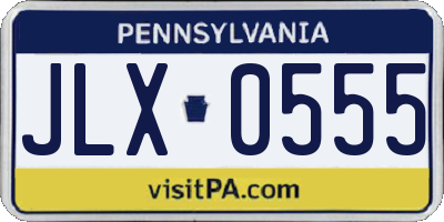 PA license plate JLX0555