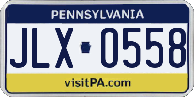 PA license plate JLX0558