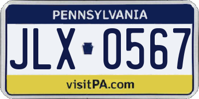 PA license plate JLX0567