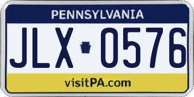 PA license plate JLX0576