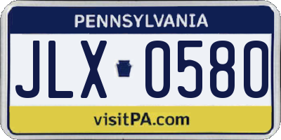 PA license plate JLX0580