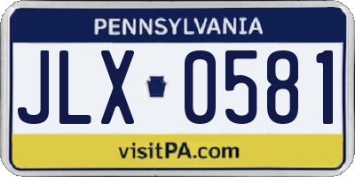 PA license plate JLX0581