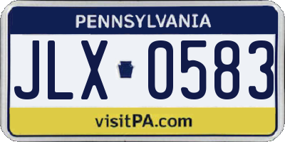 PA license plate JLX0583