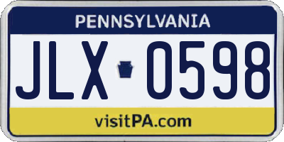PA license plate JLX0598