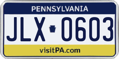 PA license plate JLX0603