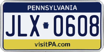 PA license plate JLX0608