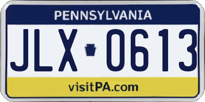 PA license plate JLX0613