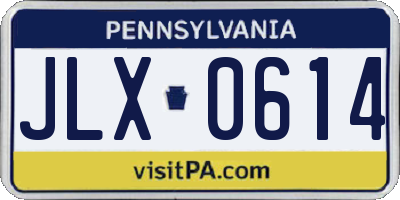 PA license plate JLX0614