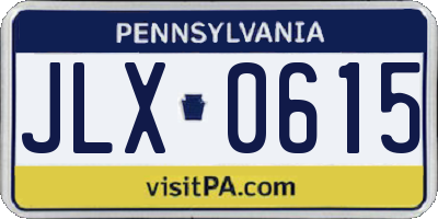 PA license plate JLX0615