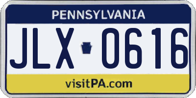 PA license plate JLX0616