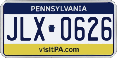 PA license plate JLX0626