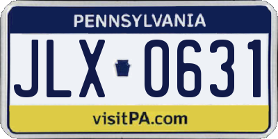 PA license plate JLX0631