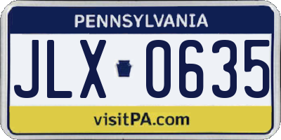 PA license plate JLX0635