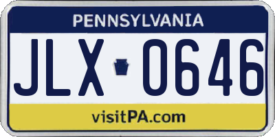 PA license plate JLX0646