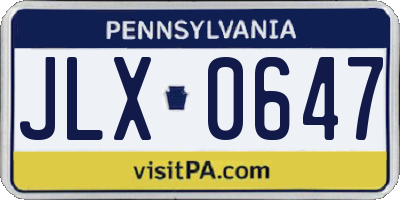 PA license plate JLX0647