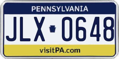 PA license plate JLX0648