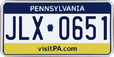 PA license plate JLX0651