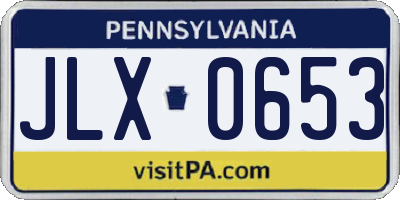 PA license plate JLX0653