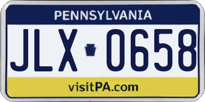 PA license plate JLX0658
