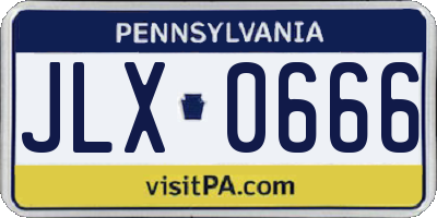 PA license plate JLX0666