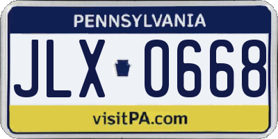 PA license plate JLX0668