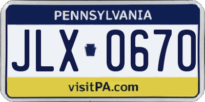 PA license plate JLX0670