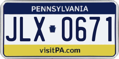 PA license plate JLX0671