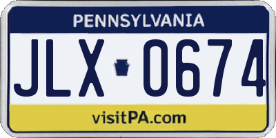 PA license plate JLX0674