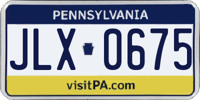 PA license plate JLX0675