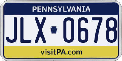 PA license plate JLX0678