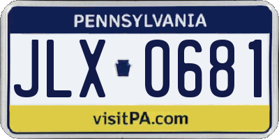 PA license plate JLX0681