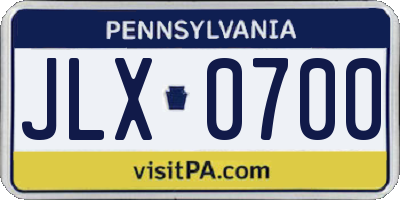 PA license plate JLX0700