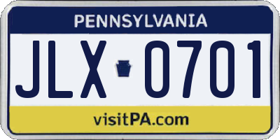 PA license plate JLX0701