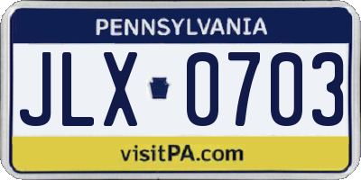 PA license plate JLX0703