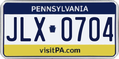 PA license plate JLX0704