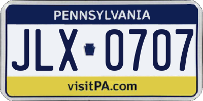 PA license plate JLX0707