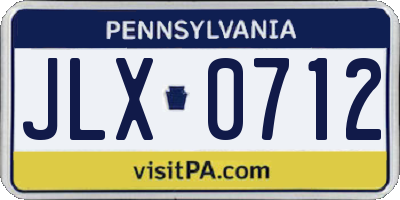 PA license plate JLX0712