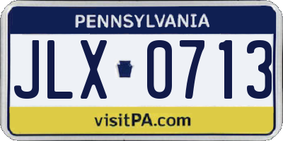 PA license plate JLX0713