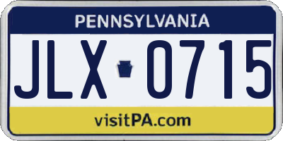 PA license plate JLX0715