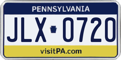 PA license plate JLX0720