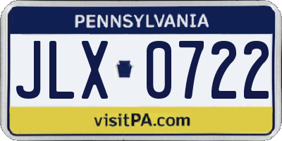 PA license plate JLX0722