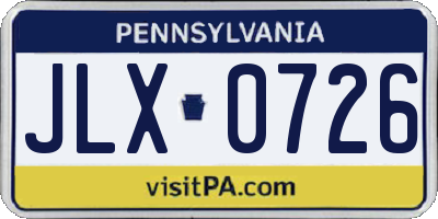 PA license plate JLX0726