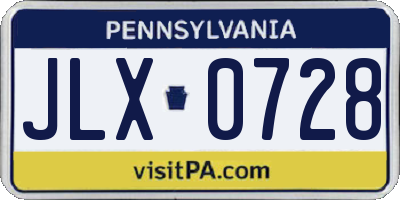 PA license plate JLX0728