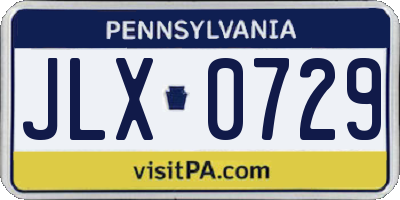 PA license plate JLX0729