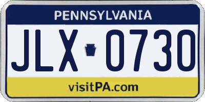 PA license plate JLX0730