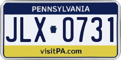 PA license plate JLX0731