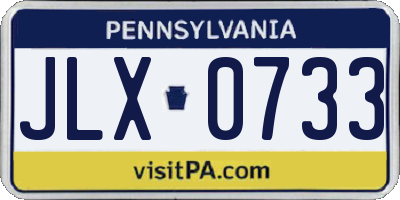PA license plate JLX0733